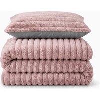 Velosso Jumbo Cord Faux Fur Duvet Cover & Pillowcase Set in Pink | Size: King