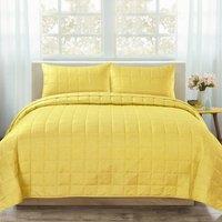 Velosso Nolan Plain Quilted Bedspread Set in Yellow | Size: Double