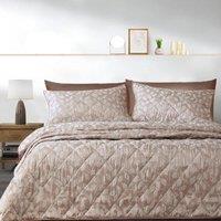 Velosso Florette Jacquard Floral Quilted Bedspread Set in Pink | Size: King