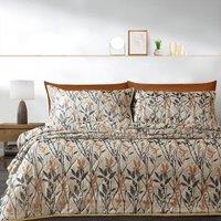 Velosso Wilder Jacquard Leaves Trail Quilted Bedspread Set in Natural | Size: Double