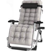 Groundlevel Luxury Gravity Garden Sun Lounger / Relaxer Chair with Cushion in Grey