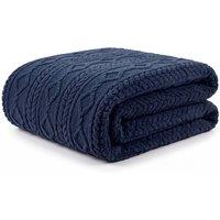 Deyongs Helsingborg Teddy Supersoft Jacquard Throw in Dark Blue | Size: 130 cm x 180 cm