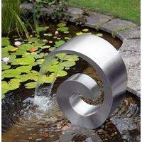 Primrose Stainless Ammonite Steel Water Feature Pond Fountain No Reservoir 66cm in Metallic Silver