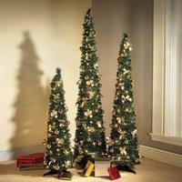 Coopers of Stortford Pre-Lit Slimline Pop-Up Artificial Christmas Tree with Decorations in Green | Size: 6ft