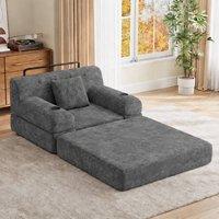 Matteo 1-Seater Sleeper Sofa - Corduroy - Modern - Sofa Bed in Dark Grey