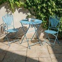 Wyld and Coco Prestige Peacock Folding Garden Chairs Set of 2 Blue Iron Frame