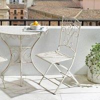 Wyld and Coco Vintage Folding Garden Chairs Set of 2 Light Beige