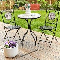 Wyld and Coco Black Metal Folding Garden Chairs with Mosaic Backrest - Set of 2