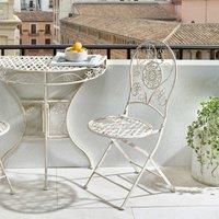 Wyld and Coco Set of 2 Vintage Floral Folding Garden Chairs Light Beige
