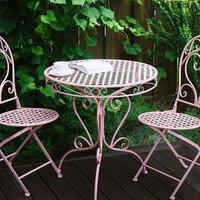 Wyld and Coco Pink 3-Piece Powder-Coated Iron Bistro Set Seats 2