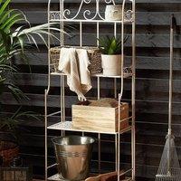 Wyld and Coco 4-Tier White Metal Plant Shelf - Indoor Outdoor Powder-Coated Iron