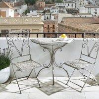 Wyld and Coco Grey Outdoor Bistro Set - Iron Frame Foldable Chairs