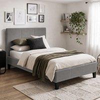 Comfy Living Ltd Modern Hopsack Fabric Upholstered Bedframe in Dark Grey | Size: Small Double