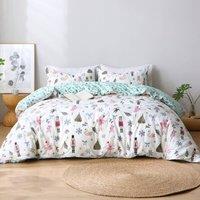 Pamposh Festive Christmas Duvet Cover Set - Soft Brushed Microfibre in Light Green | Size: King