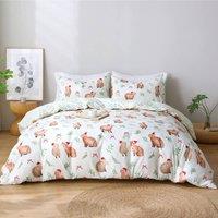 Pamposh Festive Christmas Duvet Cover Set - Soft Brushed Microfibre in White | Size: King