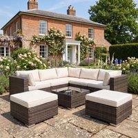 Rosewood & Stone Home Stowe - 7 Seat L-Shape Modular Set in Cream on Brown