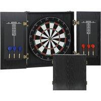SPORTNOW Bristle Dartboard Set with Cabinet, 6 Steel Tip Darts, Dart Board in Black