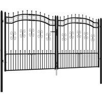 Berkfield Home Fence Gate with Spear Top Black 305x198 cm Powder-coated Steel