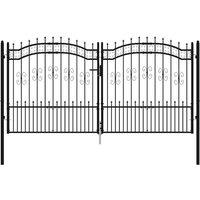 Berkfield Home Stunning Fence Gate with Spear Top Black 305x198 cm Powder-coated
