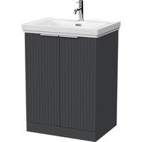 Balterley Callingwood 2 Door Vanity Unit & 1TH Fireclay Basin, Dark Grey - 600mm