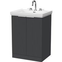 Balterley Callingwood 2 Door Vanity Unit & 3TH Fireclay Basin, Dark Grey - 600mm
