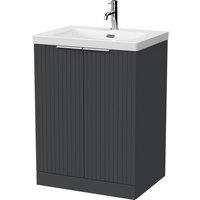 Balterley Callingwood 2 Door Vanity Unit & 1TH Fireclay Basin, Dark Grey - 600mm