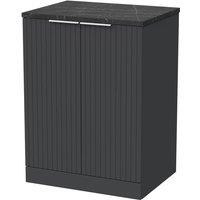 Balterley Callingwood 2 Door Vanity & Black Pietra Top, Dark Grey - 600mm
