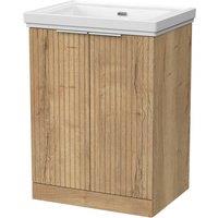 Balterley Callingwood 2 Door Vanity & 0TH Fireclay Basin, Autumn Oak - 600mm in Brown
