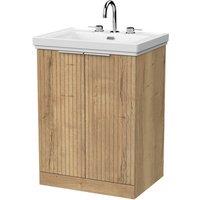 Balterley Callingwood 2 Door Vanity & 3TH Fireclay Basin, Autumn Oak - 600mm in Brown