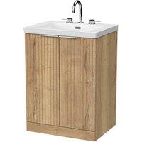 Balterley Callingwood 2 Door Vanity & 3TH Fireclay Basin, Autumn Oak - 600mm in Brown