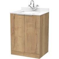 Balterley Callingwood 2 Door Vanity & Marble Top & Basin, Autumn Oak - 600mm in Brown