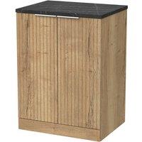 Balterley Callingwood 2 Door Vanity & Black Pietra Top, Autumn Oak - 600mm in Brown