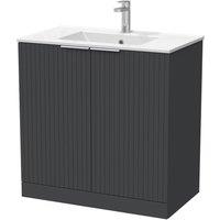 Balterley Callingwood 2 Door Vanity & Ceramic Basin, Dark Grey - 800mm