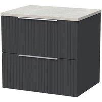 Balterley Callingwood 2 Drawer Vanity & White Sparkle Top, Dark Grey - 600mm