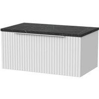 Balterley Callingwood 1 Drawer Vanity & Black Pietra Top, Matt White - 800mm