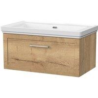 Balterley Stonnall 1 Drawer Vanity Unit & 0TH Fireclay Basin, Autumn Oak - 800mm in Brown