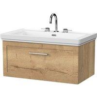 Balterley Stonnall 1 Drawer Vanity Unit & 3TH Fireclay Basin, Autumn Oak - 800mm in Brown