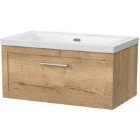 Balterley Stonnall 1 Drawer Vanity Unit & 0TH Fireclay Basin, Autumn Oak - 800mm in Brown
