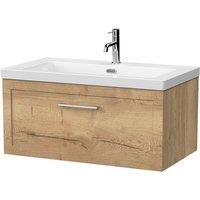 Balterley Stonnall 1 Drawer Vanity Unit & 1TH Fireclay Basin, Autumn Oak - 800mm in Brown