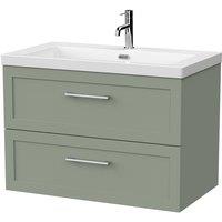 Balterley Stonnall 2 Drawer Vanity Unit & 1TH Fireclay Basin, Reed Green - 800mm