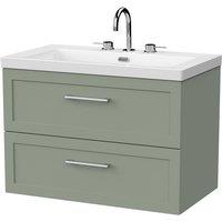 Balterley Stonnall 2 Drawer Vanity Unit & 3TH Fireclay Basin, Reed Green - 800mm