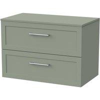 Balterley Stonnall 2 Drawer Vanity Unit & Laminate Top, Reed Green - 800mm