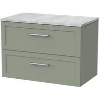 Balterley Stonnall 2 Drawer Vanity & Bellato Top, Reed Green - 800mm