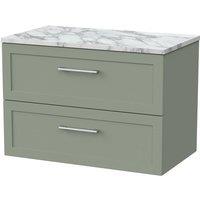Balterley Stonnall 2 Drawer Vanity & Carrera Top, Reed Green - 800mm