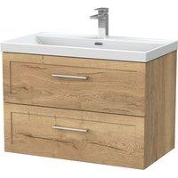 Balterley Stonnall 2 Drawer Vanity & Thin Edge Basin, Autumn Oak - 800mm in Brown