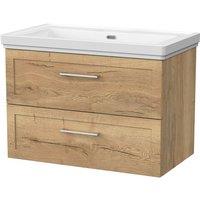 Balterley Stonnall 2 Drawer Vanity Unit & 0TH Fireclay Basin, Autumn Oak - 800mm in Brown