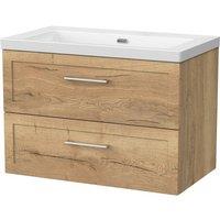 Balterley Stonnall 2 Drawer Vanity Unit & 0TH Fireclay Basin, Autumn Oak - 800mm in Brown