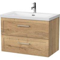 Balterley Stonnall 2 Drawer Vanity Unit & 1TH Fireclay Basin, Autumn Oak - 800mm in Brown