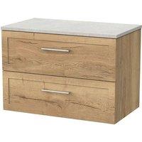 Balterley Stonnall 2 Drawer Vanity & White Sparkle Top, Autumn Oak - 800mm in Brown