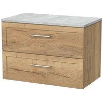Balterley Stonnall 2 Drawer Vanity & Bellato Top, Autumn Oak - 800mm in Brown